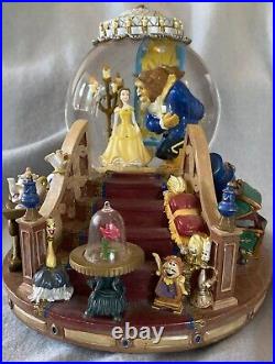 1991 Beauty and The Beast Musical Snow Globe Enchanted Love Light Up EUC In Box