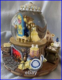 1991 Beauty and The Beast Musical Snow Globe Enchanted Love Light Up EUC In Box