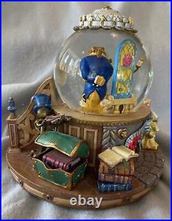 1991 Beauty and The Beast Musical Snow Globe Enchanted Love Light Up EUC In Box