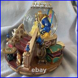 1991 Beauty and The Beast Musical Snow Globe Enchanted Love Light Up EUC In Box