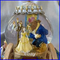 1991 Beauty and The Beast Musical Snow Globe Enchanted Love Light Up EUC In Box