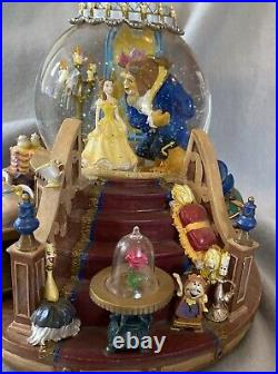 1991 Beauty and The Beast Musical Snow Globe Enchanted Love Light Up EUC In Box