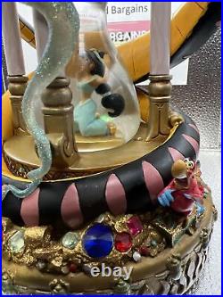 1992 Disney Aladdin Hourglass Musical Light Up Snow Globe Arabian Nights Flaws