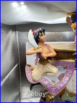 1992 Disney Aladdin Hourglass Musical Light Up Snow Globe Arabian Nights Flaws