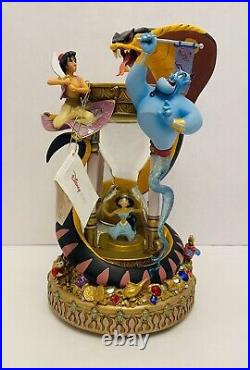 1992 Disney Aladdin Hourglass Musical LightUp Snow Globe Arabian Nights EUC