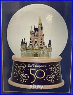 2021 Disney 50th Anniversary Magic Kingdom Cinderella Castle Snow Globe Musical