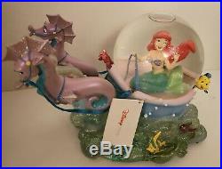 Ariel little mermaid with Seahorses Musical Snow Globe Disney New
