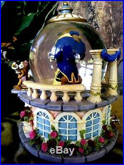 BEAUTY & BEAST DANCING ON CASTLE BALCONY, DISNEY STORE MUSICAL SNOW GLOBE, withTAG