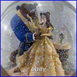 Beautiful Vintage Disney Store Large Beauty & The Beast Snow Globe Music Box