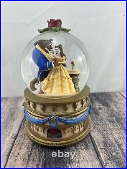 Beautiful Vintage Disney Store Large Beauty & The Beast Snow Globe Music Box