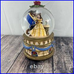 Beautiful Vintage Disney Store Large Beauty & The Beast Snow Globe Music Box