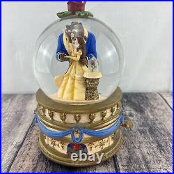 Beautiful Vintage Disney Store Large Beauty & The Beast Snow Globe Music Box