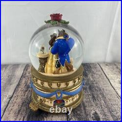 Beautiful Vintage Disney Store Large Beauty & The Beast Snow Globe Music Box