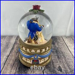 Beautiful Vintage Disney Store Large Beauty & The Beast Snow Globe Music Box