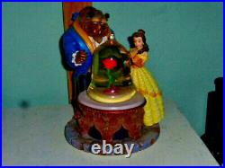 Beauty and The Beast Large Magic Rose Lights up Musical Snow Globe Disney 1991