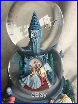 Cinderella Snow Globe Disney Water Ball Musical Two Tier Double Bubble Clock