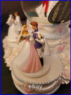 DISCONTINUED Disney Princesses Wedding Cake Animated Musical Snow Water Globe