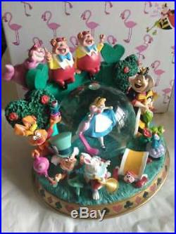 DISNEY Alice in Wonderland Rotating Snow Globe Music Box Figure Dancing Singing