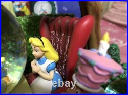 DISNEY Alice in Wonderland Tea Party Rotating Snow Globe Music Box Figure