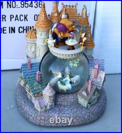 DISNEY BEAUTY AND THE BEAST VILLAGE & CASTLE With ROSE MUSICAL SNOW GLOBE #95436