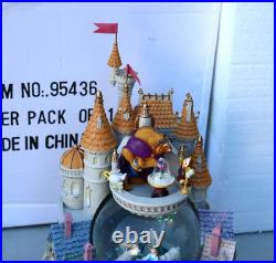 DISNEY BEAUTY AND THE BEAST VILLAGE & CASTLE With ROSE MUSICAL SNOW GLOBE #95436