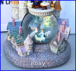 DISNEY BEAUTY AND THE BEAST VILLAGE & CASTLE With ROSE MUSICAL SNOW GLOBE #95436