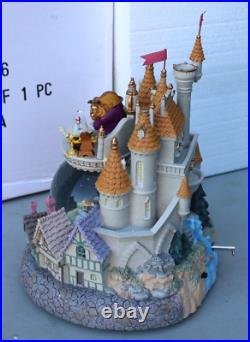 DISNEY BEAUTY AND THE BEAST VILLAGE & CASTLE With ROSE MUSICAL SNOW GLOBE #95436