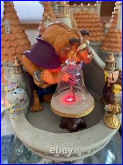 DISNEY BEAUTY & THE BEAST MUSICAL VILLAGE/CASTLE SNOW GLOBE LIGHT UP WithBLOWER