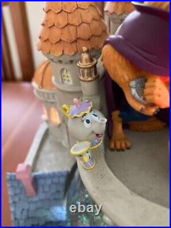 DISNEY BEAUTY & THE BEAST MUSICAL VILLAGE/CASTLE SNOW GLOBE LIGHT UP WithBLOWER