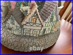 DISNEY BEAUTY & THE BEAST MUSICAL VILLAGE/CASTLE SNOW GLOBE LIGHT UP WithBLOWER