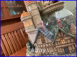 DISNEY BEAUTY & THE BEAST MUSICAL VILLAGE/CASTLE SNOW GLOBE LIGHT UP WithBLOWER