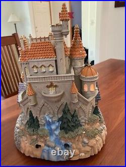 DISNEY BEAUTY & THE BEAST MUSICAL VILLAGE/CASTLE SNOW GLOBE LIGHT UP WithBLOWER