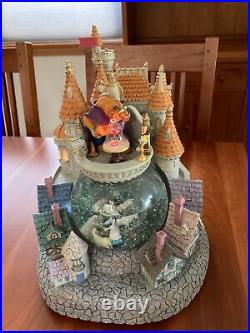 DISNEY BEAUTY & THE BEAST MUSICAL VILLAGE/CASTLE SNOW GLOBE LIGHT UP WithBLOWER