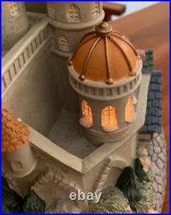 DISNEY BEAUTY & THE BEAST MUSICAL VILLAGE/CASTLE SNOW GLOBE LIGHT UP WithBLOWER