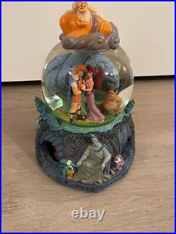 DISNEY Hercules, Meg, And Hades Collectable Snow Globe music box, spins & plays