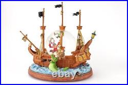 DISNEY PETER PAN YOU CAN FLY Pirate Ship Snow Globe Music Hook Wendy Crocodile