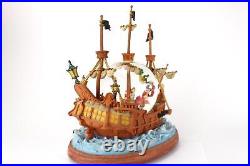 DISNEY PETER PAN YOU CAN FLY Pirate Ship Snow Globe Music Hook Wendy Crocodile