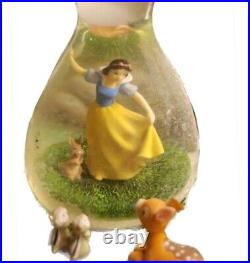DISNEY RARE Snow White & 7 Dwarfs Hourglass Snow Globe/Music Box/Light Show