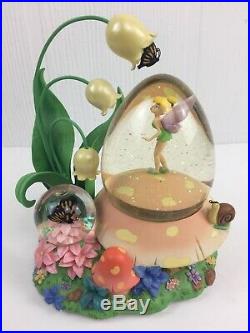 DISNEY Tinkerbell Butterfly Double Snow Globe Musical RARE Discontinued RETIRED