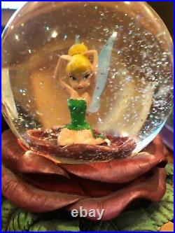 DISNEY Tinkerbell dance of the sugar plum fairies musical snow globe roses RARE