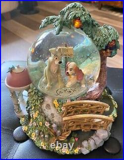 DISNEY's Lady and the Tramp Wet Cement Musical Snow Globe Bella Notte MIB