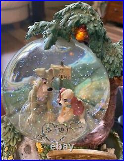 DISNEY's Lady and the Tramp Wet Cement Musical Snow Globe Bella Notte MIB