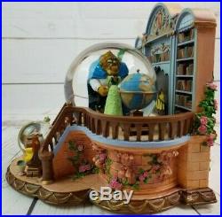 Disney 1991 Beauty And The Beast Library Musical Blower Snow Globe Excellent