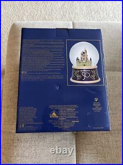 Disney 50th Anniversary Cinderella Castle Musical Water Snow Globe SEALED (NEW)