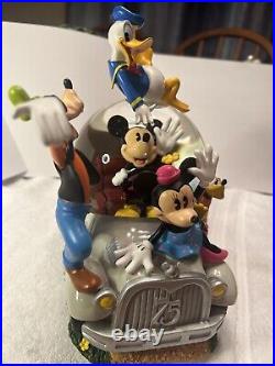 Disney 75th Anniversary Mickey Mouse & Friends Musical White Car Ride Snow Globe