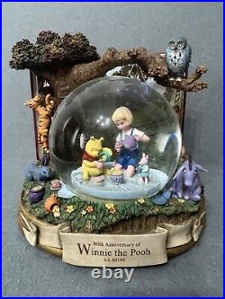 Disney 80th Anniversary Of Winnie The Pooh Musical Snow Globe Large Rare Vintage