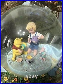 Disney 80th Anniversary Of Winnie The Pooh Musical Snow Globe Large Rare Vintage