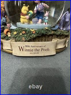 Disney 80th Anniversary Of Winnie The Pooh Musical Snow Globe Large Rare Vintage