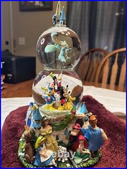 Disney A Magical Gathering Two Tiered Musical Light Up Spinning Snow Globe
