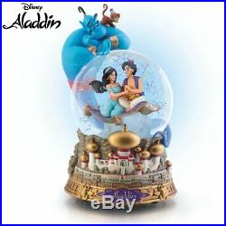 Disney Aladdin Musical Bradford Exchange Glitter Globe Jasmine Genie NEW Abu